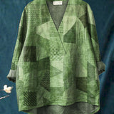 Boheme Damebluse med Mønstret Print og V-Hals