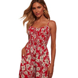 Sommer jumpsuit til kvinder med blomsterprint og smock top