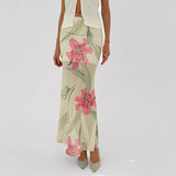 Slank Maxi Nederdel med Blomsterprint og Elegant Fald