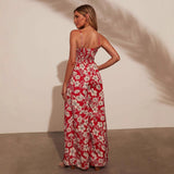 Sommer jumpsuit til kvinder med blomsterprint og smock top