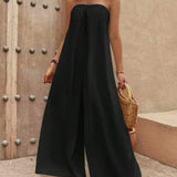 Strapless dame jumpsuit med brede ben