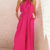 Elegant dame jumpsuit med høj hals og cut-out detaljer