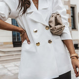 Oversized Dobbeltradet Blazer med Markerede Skuldre
