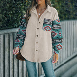 Corduroy Skjorte med Tribal Detaljer – Oversized og Trendy Dame Look