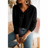 Hættetrøje Dame | Hoodie med V-Hals og Knapper