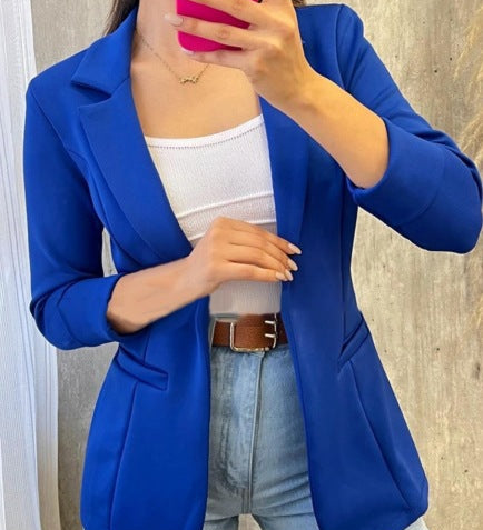 Dame blazer i orange – stilfuld jakke med ¾ ærmer til et moderne look