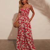 Sommer jumpsuit til kvinder med blomsterprint og smock top