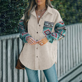 Corduroy Skjorte med Tribal Detaljer – Oversized og Trendy Dame Look