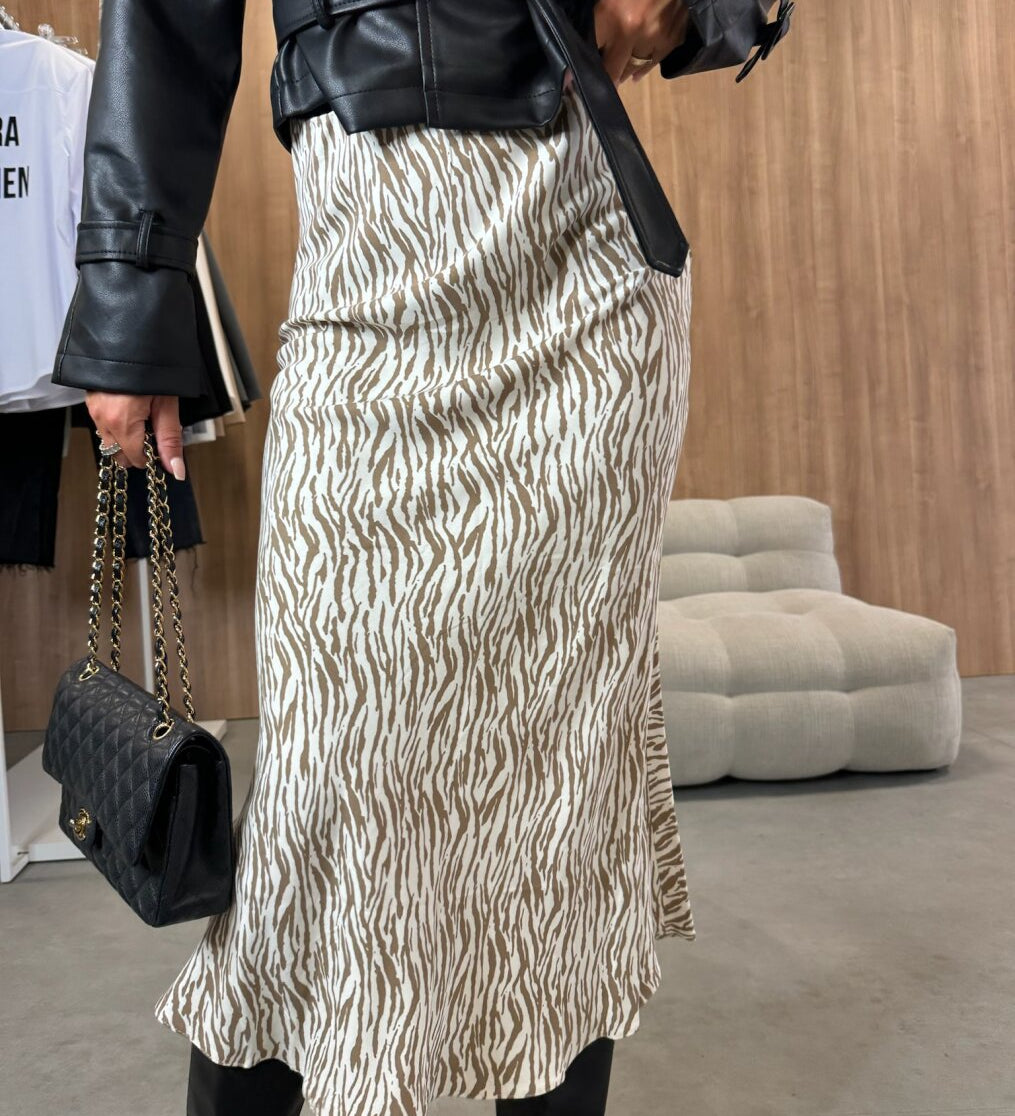 Midinederdel med leopardprint og let A-line pasform til kvinder