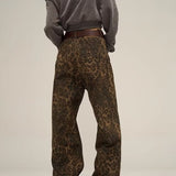 Leopard Jeans med Vide Ben – Trendy Denim med Rå Kant