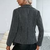 Tweed-Inspireret Blazer med Struktur og Dobbeltradet Design