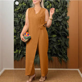 Ærmeløs Slå-om Jumpsuit med Bindebånd – Lys-Kobenhavn