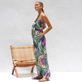 Sommer jumpsuit med mønster og knudedetalje til kvinder