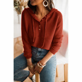 Hættetrøje Dame | Hoodie med V-Hals og Knapper