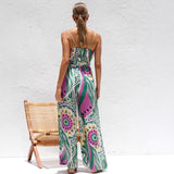 Sommer jumpsuit med mønster og knudedetalje til kvinder