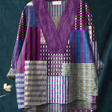 Boheme Damebluse med Mønstret Print og V-Hals