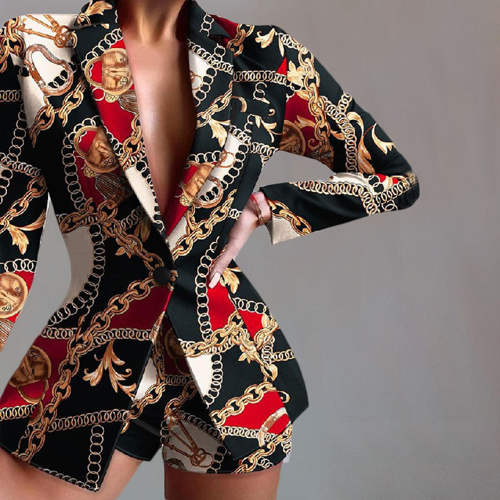 Blazer Sæt med Dyreprint og Figursyet Pasform til Kvinder