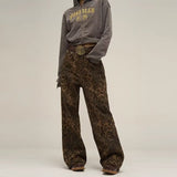 Leopard Jeans med Vide Ben – Trendy Denim med Rå Kant