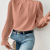 Elegant Damebluse med Høj Hals og Transparente Ærmer