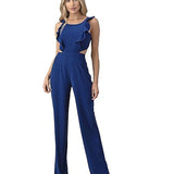 Elegant Jumpsuit med Flæser og Udskårne Sider