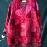 Boheme Damebluse med Mønstret Print og V-Hals