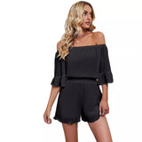 Off-shoulder dame romper med løse ærmer