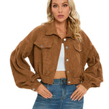 Kort Denimjakke til Kvinder – Trendy Cropped Jakke med Løstsiddende Pasform