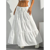 Dames Maxi Rok – Katoenmix – A-lijn – Gelaagde Look – Verstelbare Tailleband