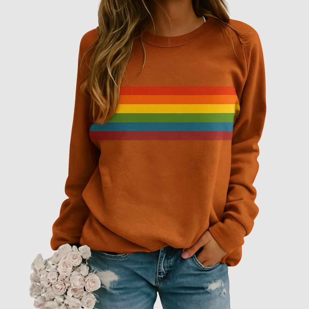 Regnbue Sweater med Afslappet Pasform
