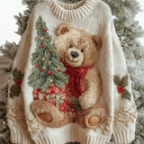 Julesweater med bamsemotiv og hyggelig vinterstemning