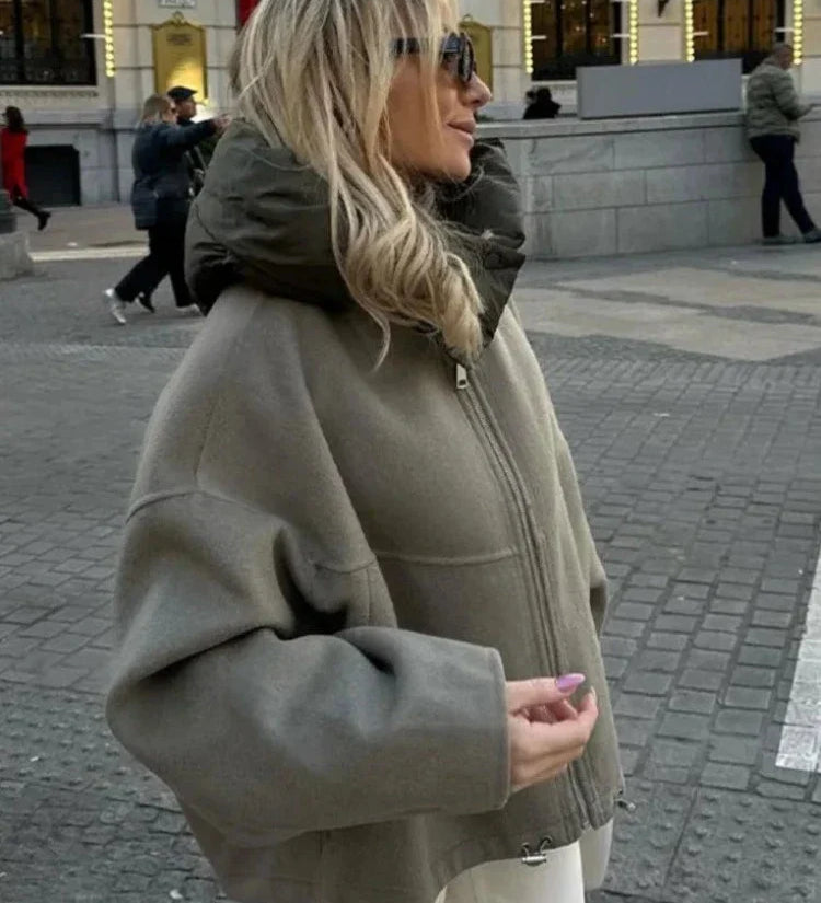 Oversized Fleecejakke med Hætte til Afslappet Stil