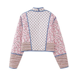 Mønstret Quiltet Jakke med Vintage Inspireret Design