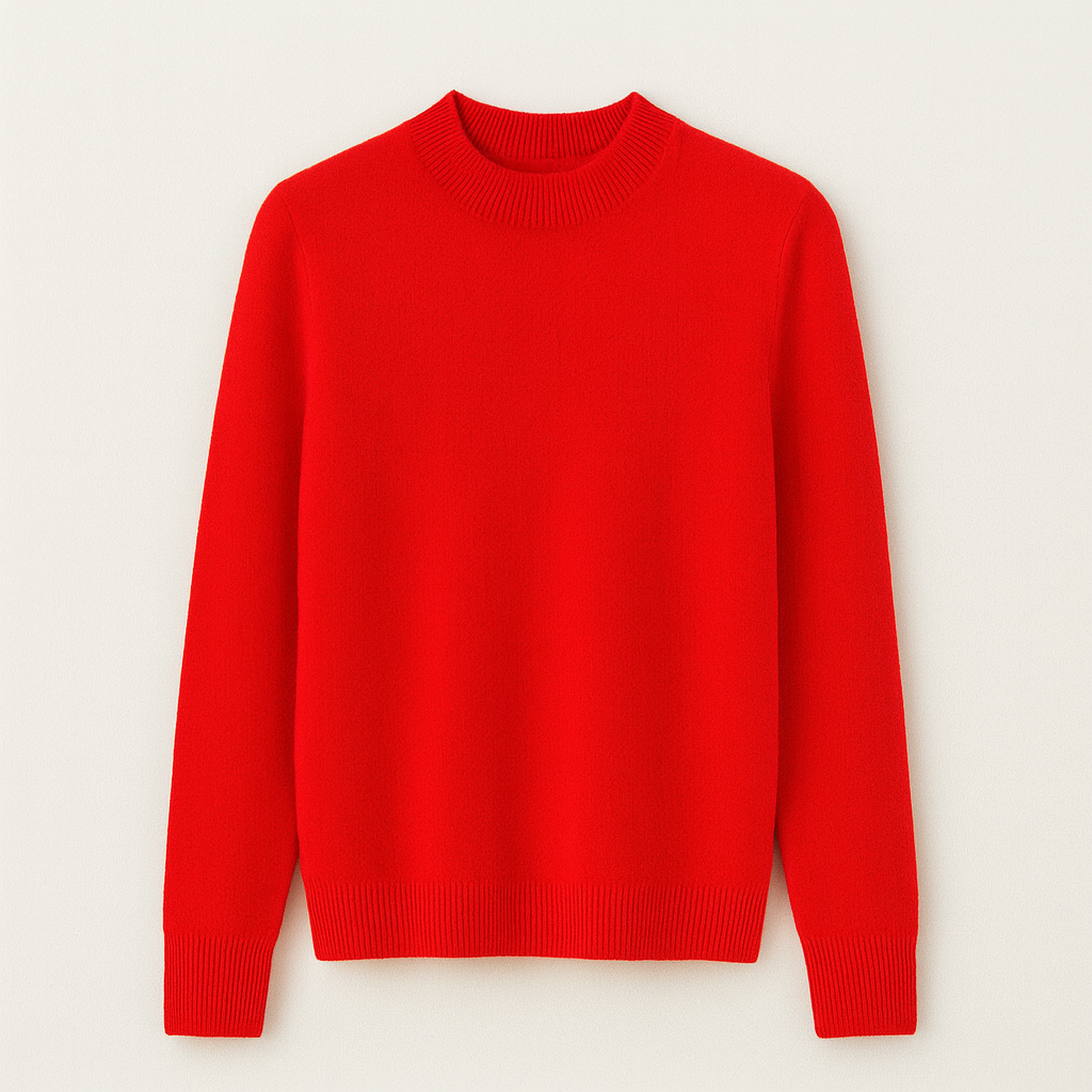 Blød Strikket Dame Sweater med Rund Hals