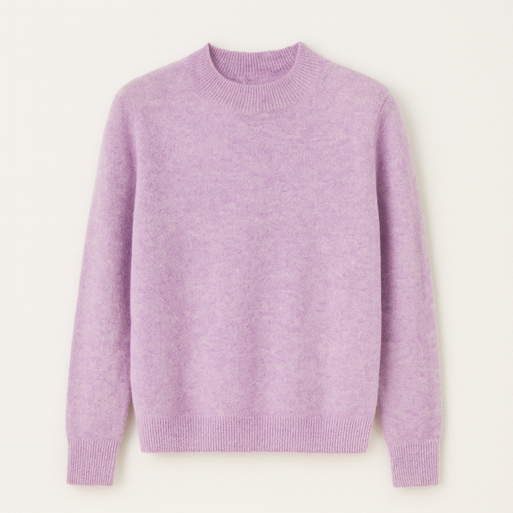 Blød Strikket Dame Sweater med Rund Hals
