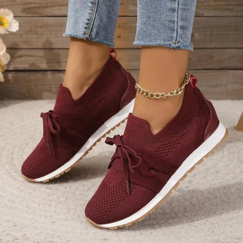 Dame Sneakers i Brun Strik – Åndbare og Letvægtige