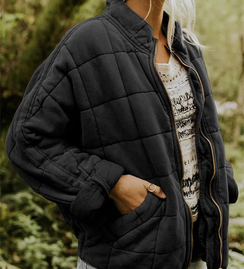 Quiltet oversize damejakke – varm og stilfuld jakke til efterår og vinter