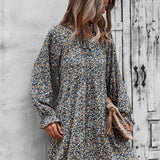 Boheme sommerkjole med blomsterprint og lange ærmer