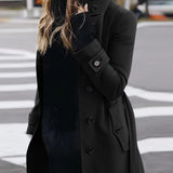 Klassisk dobbeltradet trenchcoat til kvinder med bælte