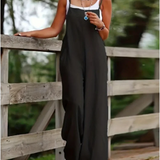 Casual Dungaree Jumpsuit med Vide Ben og Løs Pasform