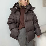 Oversized Pufferjakke med Høj Krave