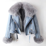 Denimjakke med Faux Fur Krave og Luksuriøst Vinterlook