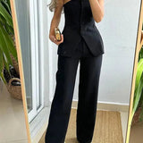 Stropløst Sæt med Top og Vide Bukser – Elegant Sommerlook med Komfort