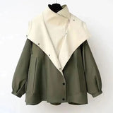 Oversize Kontrast Jakke med Hætte – Moderne og Trendy Overgangslook
