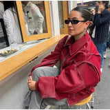 Oversized Læderlook Jakke med Klassisk Krave