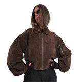 Kort Jakke med Voluminøse Ærmer og Moderne Statement Look
