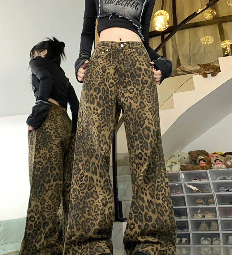 Leopard Bukser med Løs Pasform – Statement Look med Komfort
