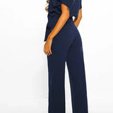 Elegant Bindebælte Jumpsuit – Løs Top & Brede Ben