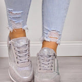 Platform Sneakers med Glitterdetaljer