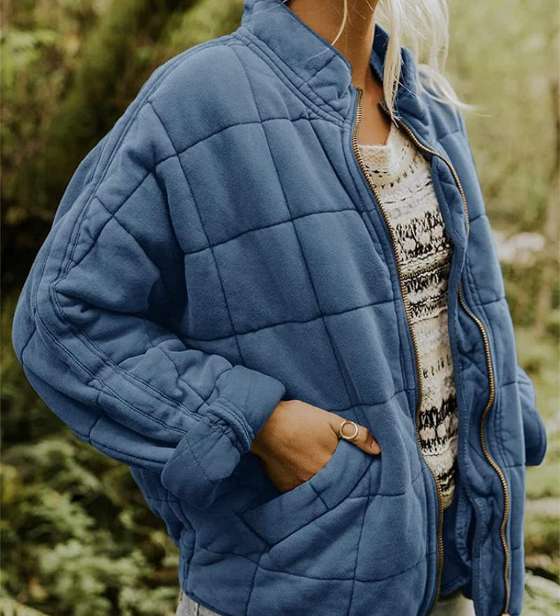 Quiltet oversize damejakke – varm og stilfuld jakke til efterår og vinter