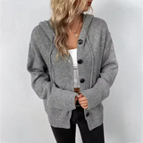 Strikket Cardigan med Knaplukning og Ribdetaljer